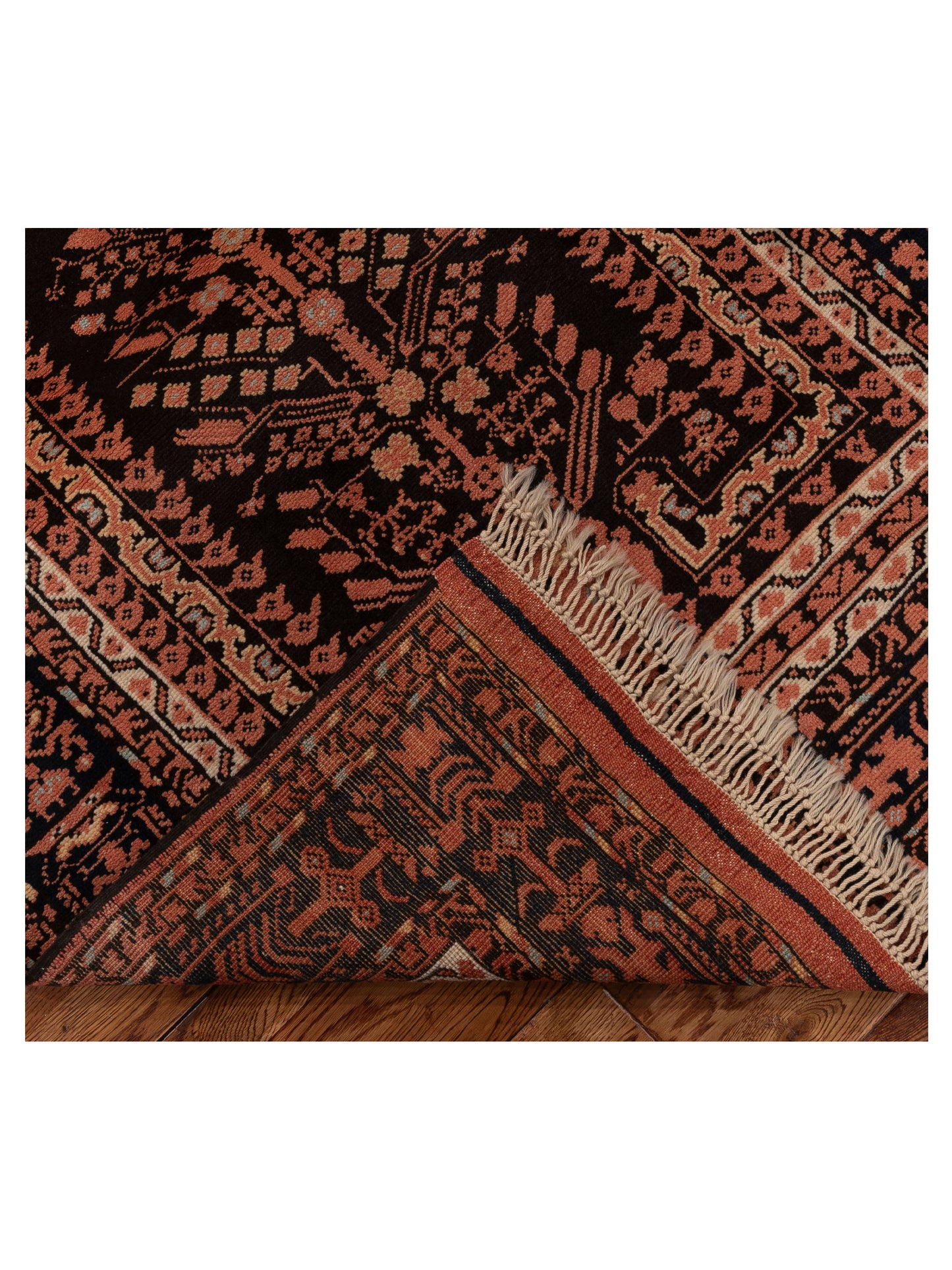 Turkish Shirwan 154044 Black Orange 3.10x5.11 Hand Knotted Rug