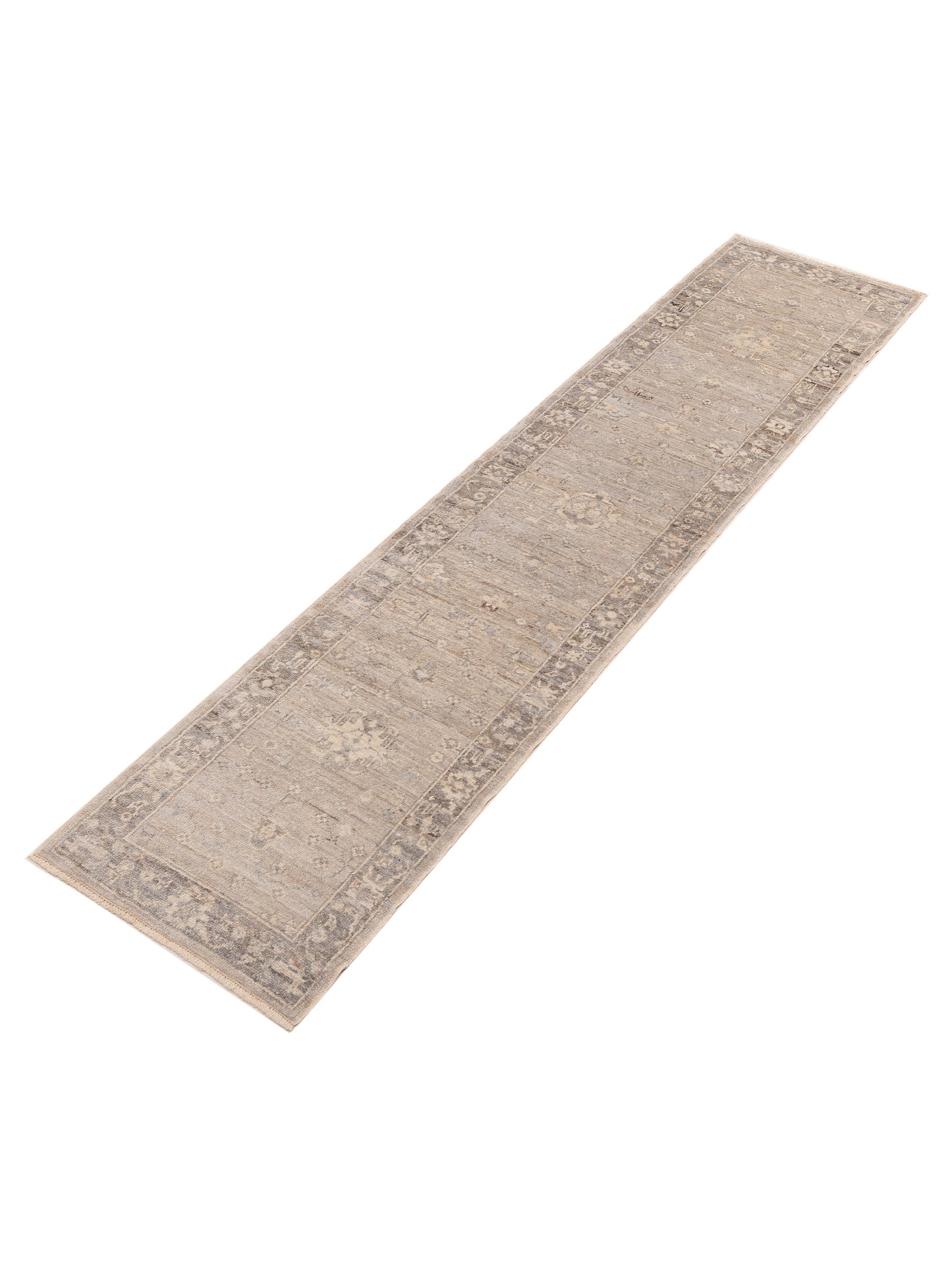 Angora Oushak 154094 Gray Gray 2.7x11.5 Hand Knotted Rug