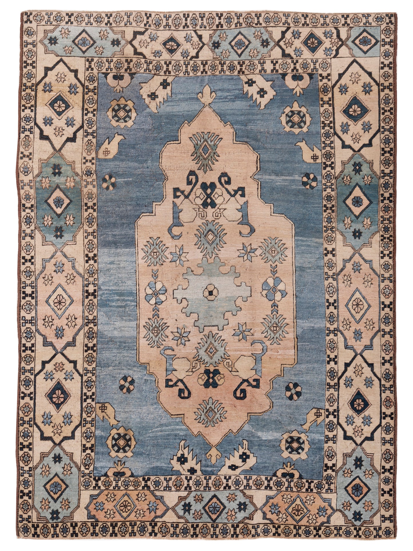 Old Anatolian 154108 Blue Beige 7.10x10.8 Hand Knotted Rug