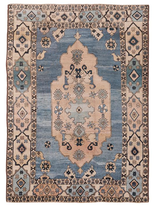 Old Anatolian 154108 Blue Beige 7.10x10.8 Hand Knotted Rug