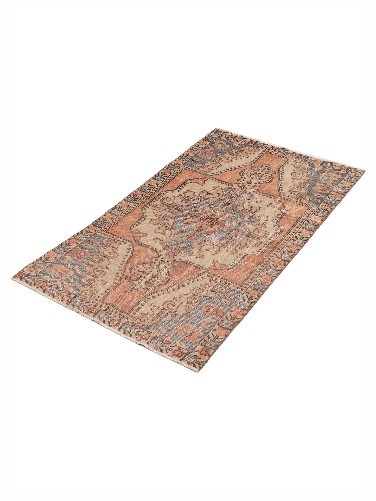Old Anatolian 154196 Orange Gray 4.1x6.11 Hand Knotted Rug