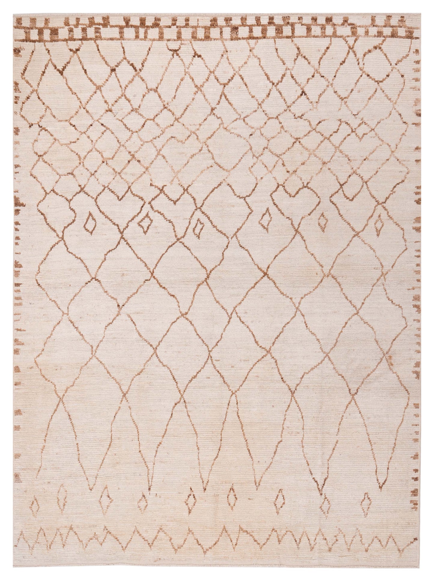 Berber Ivory Brown 9.2x12.2 Hand Knotted Rug