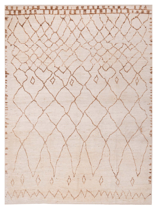 Berber Ivory Brown 9.2x12.2 Hand Knotted Rug