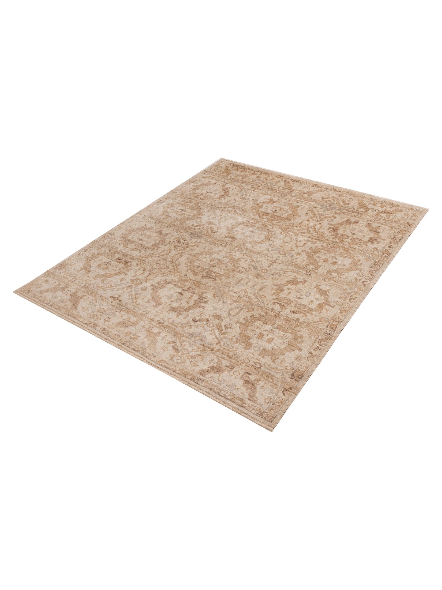 Angora Oushak 154267 Beige Beige 8.3x10.3 Hand Knotted Rug