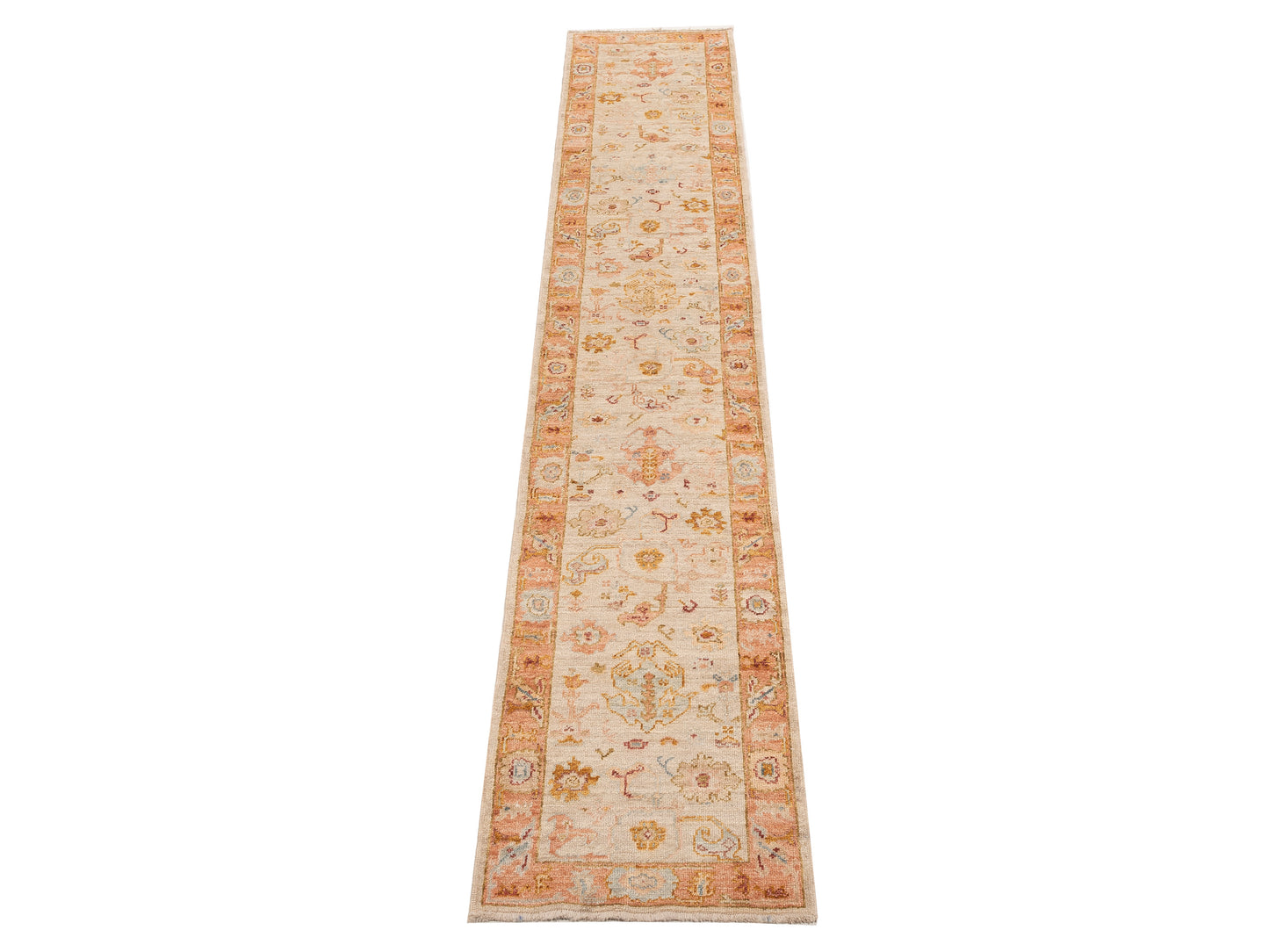 Angora Oushak 154280 Beige Pink 2.6x14.9 Hand Knotted Rug