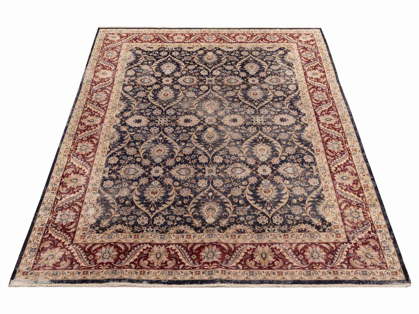 Haji Jalili 154364 Charcoal Red 8x10.11 Hand Knotted Rug