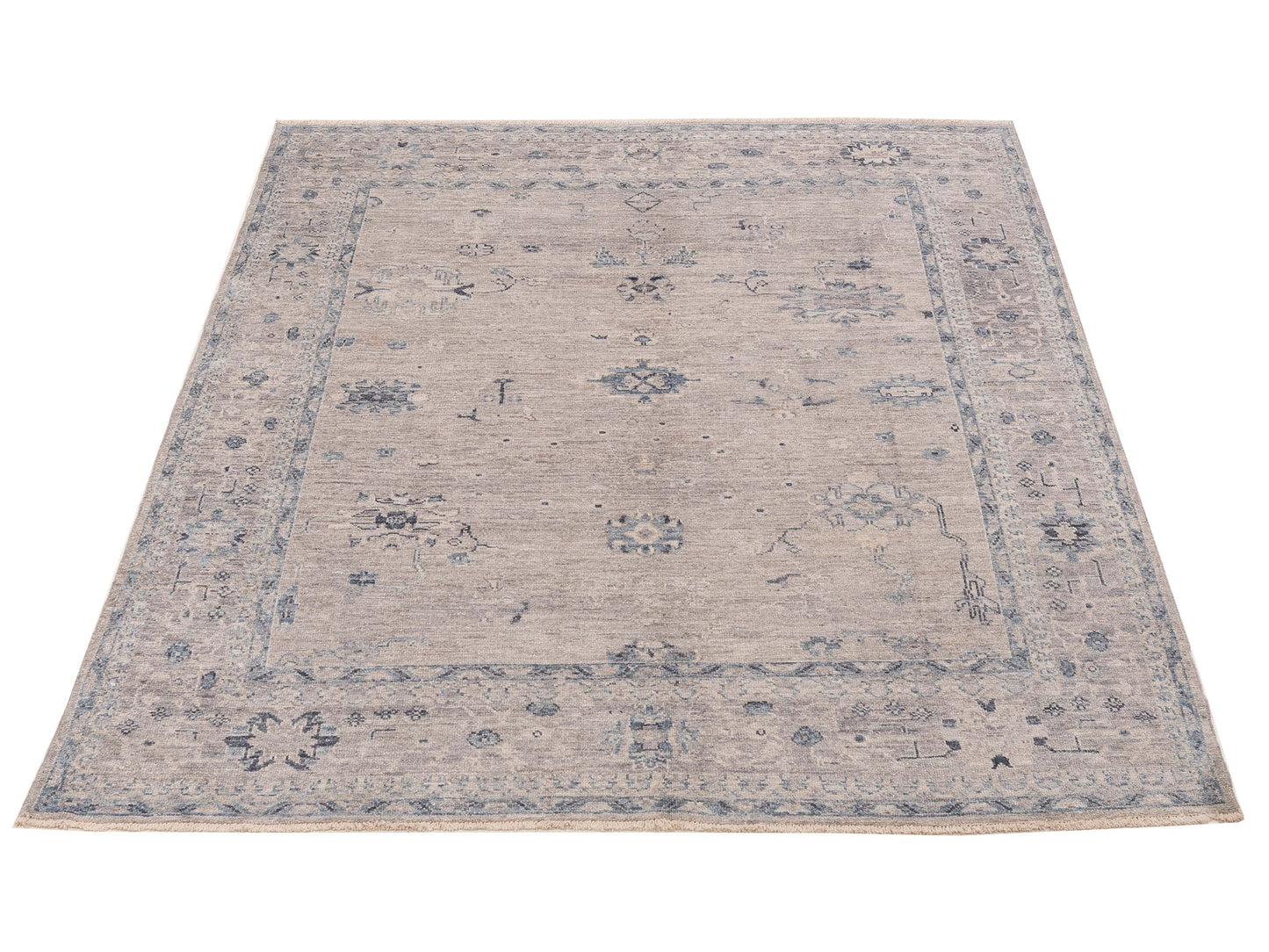 Angora Oushak 154526 Gray Gray 8.1x9.8 Hand Knotted Rug