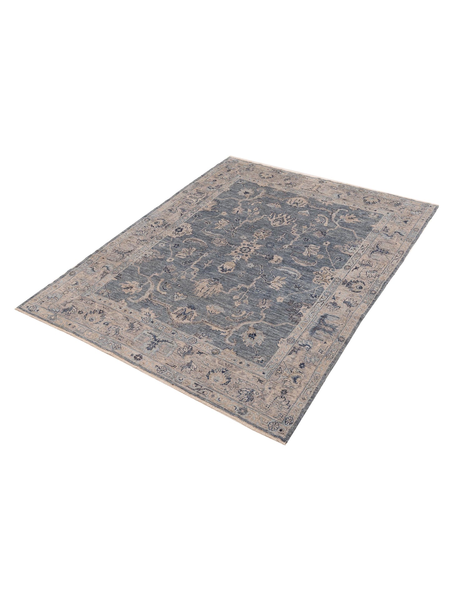 Angora Oushak 154686 Blue Gray 7.11x9.7 Hand Knotted Rug