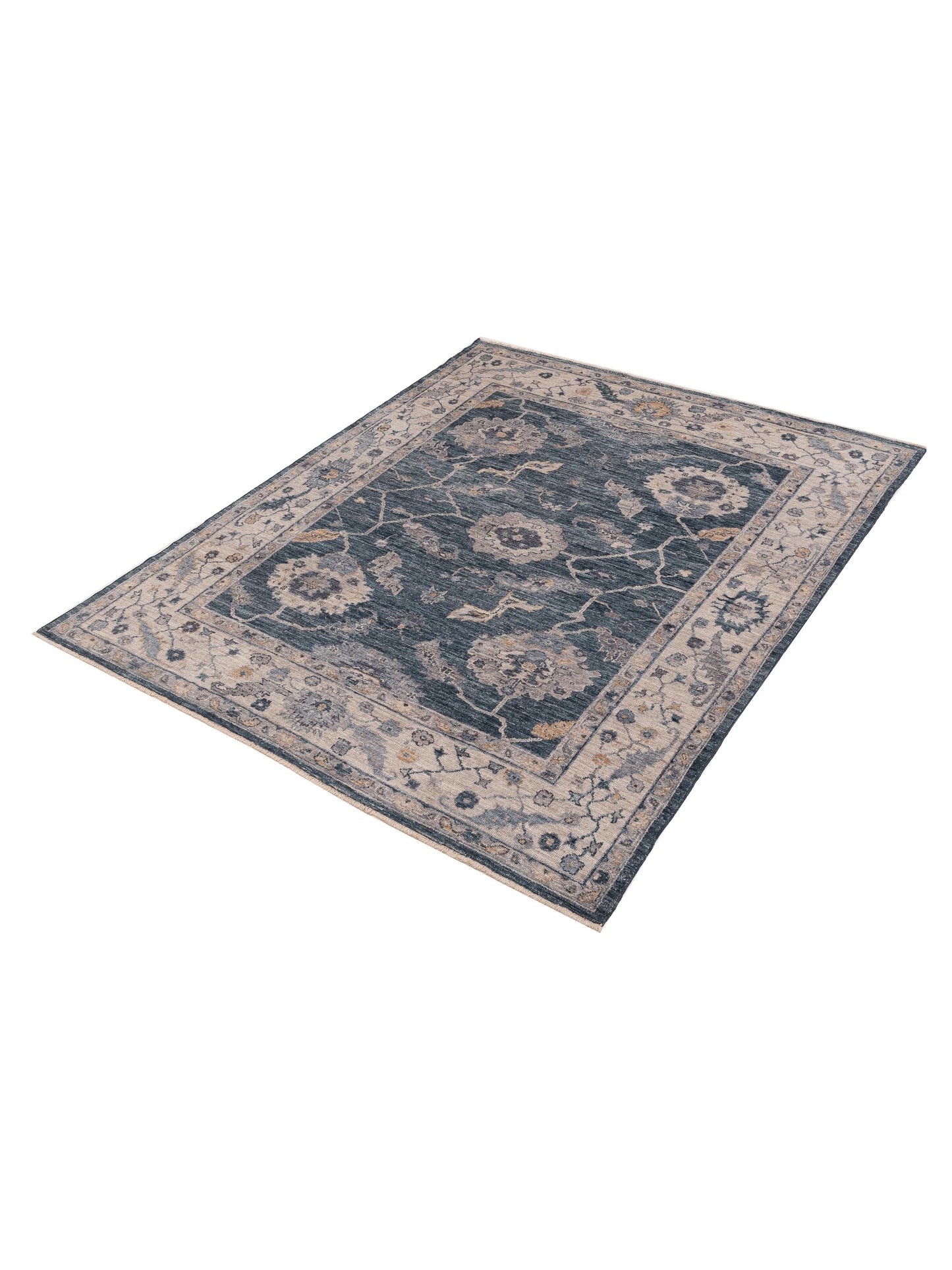 Angora Oushak 154714 Blue Ivory 7.9x9.7 Hand Knotted Rug