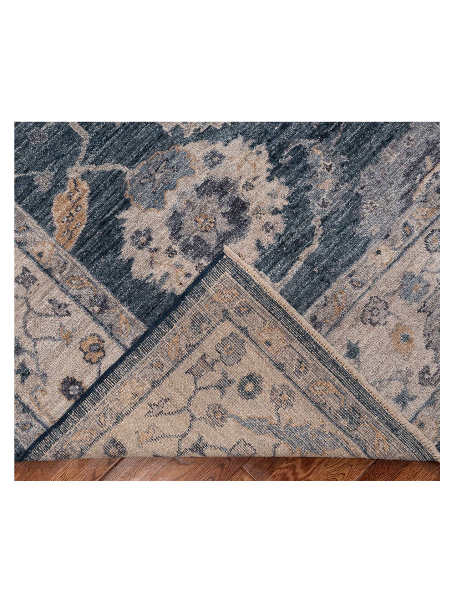 Angora Oushak 154714 Blue Ivory 7.9x9.7 Hand Knotted Rug