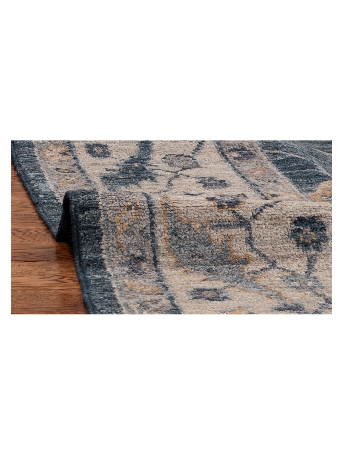 Angora Oushak 154714 Blue Ivory 7.9x9.7 Hand Knotted Rug