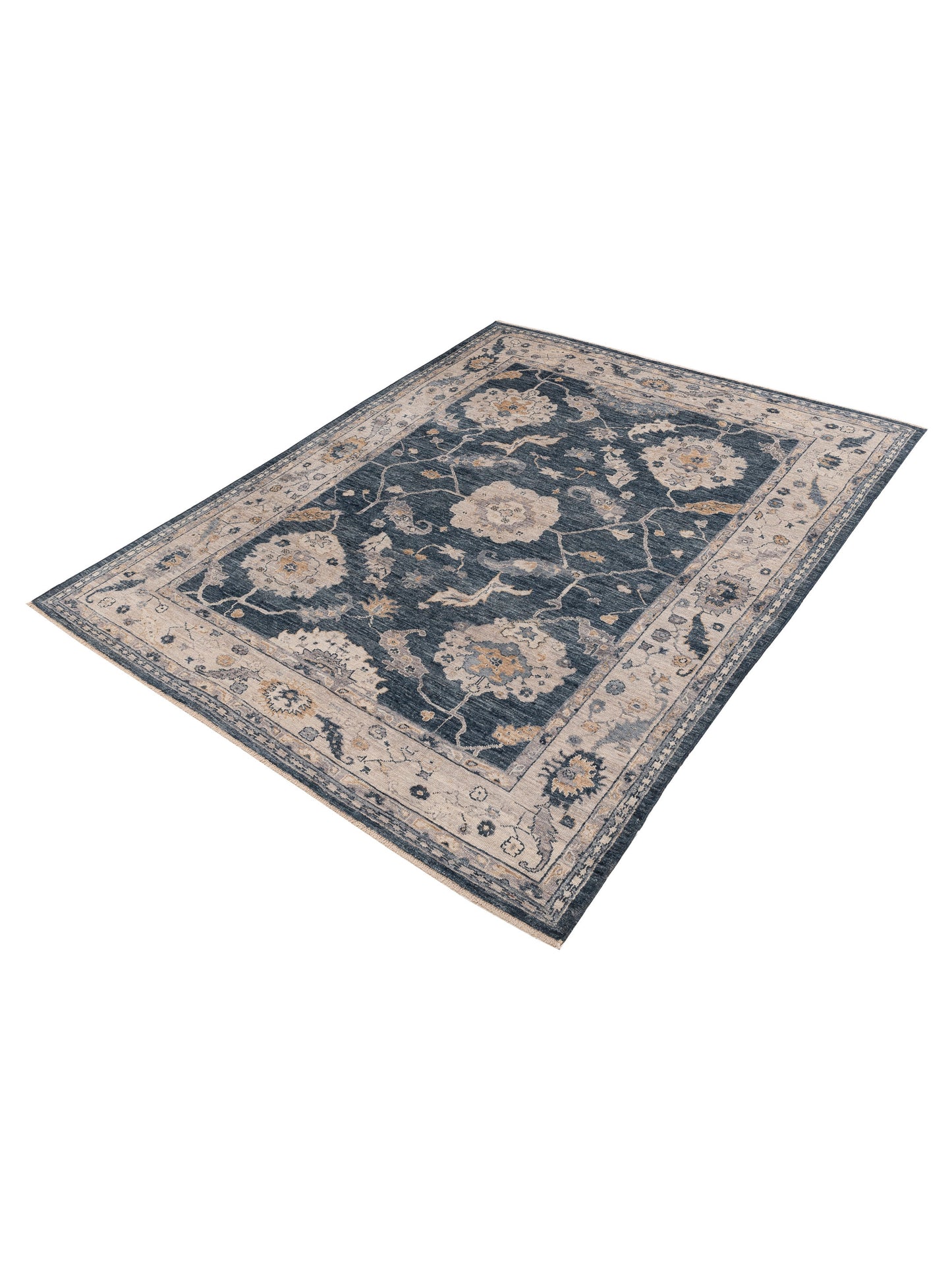 Angora Oushak 154973 Blue Ivory 9.1x11.4 Hand Knotted Rug