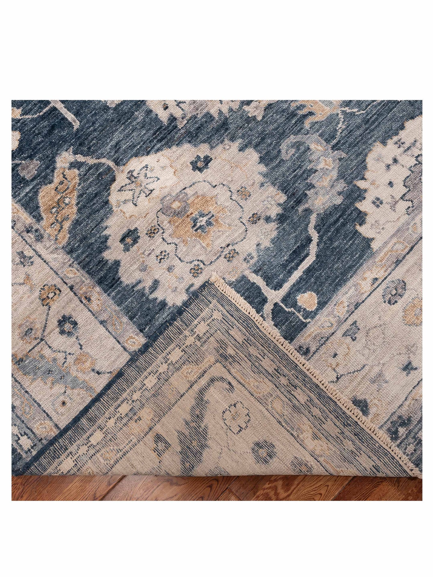 Angora Oushak 154973 Blue Ivory 9.1x11.4 Hand Knotted Rug