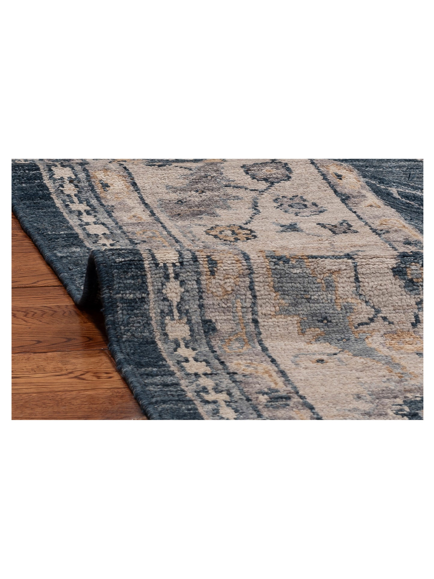 Angora Oushak 154973 Blue Ivory 9.1x11.4 Hand Knotted Rug