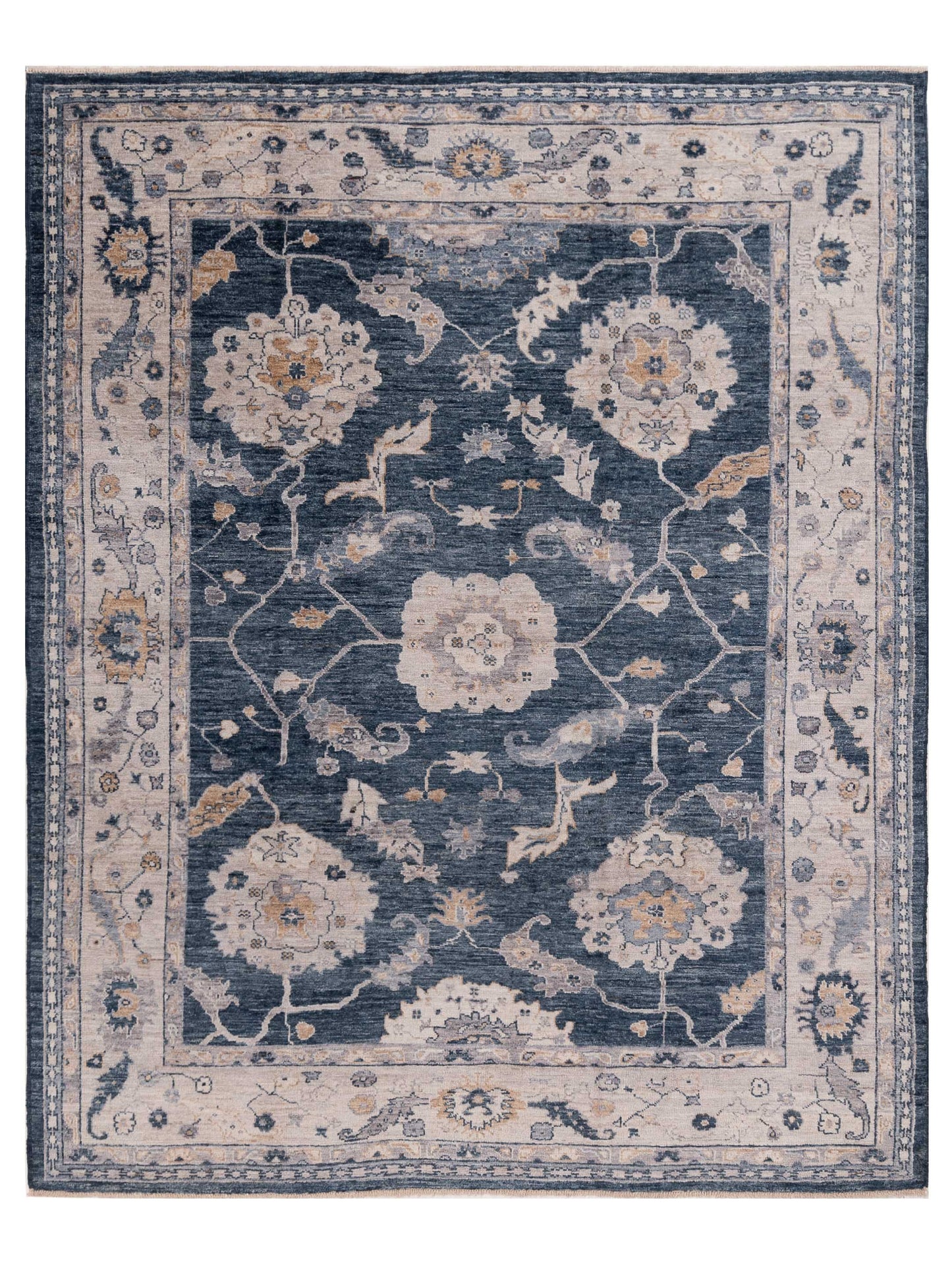 Angora Oushak 154973 Blue Ivory 9.1x11.4 Hand Knotted Rug