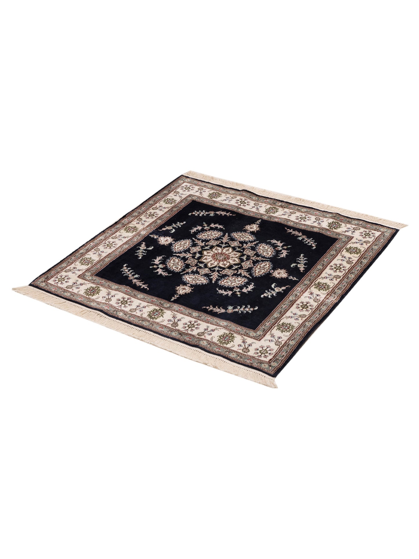 Milas 999101 Black Ivory 4.1x4.1 Hand Knotted Rug