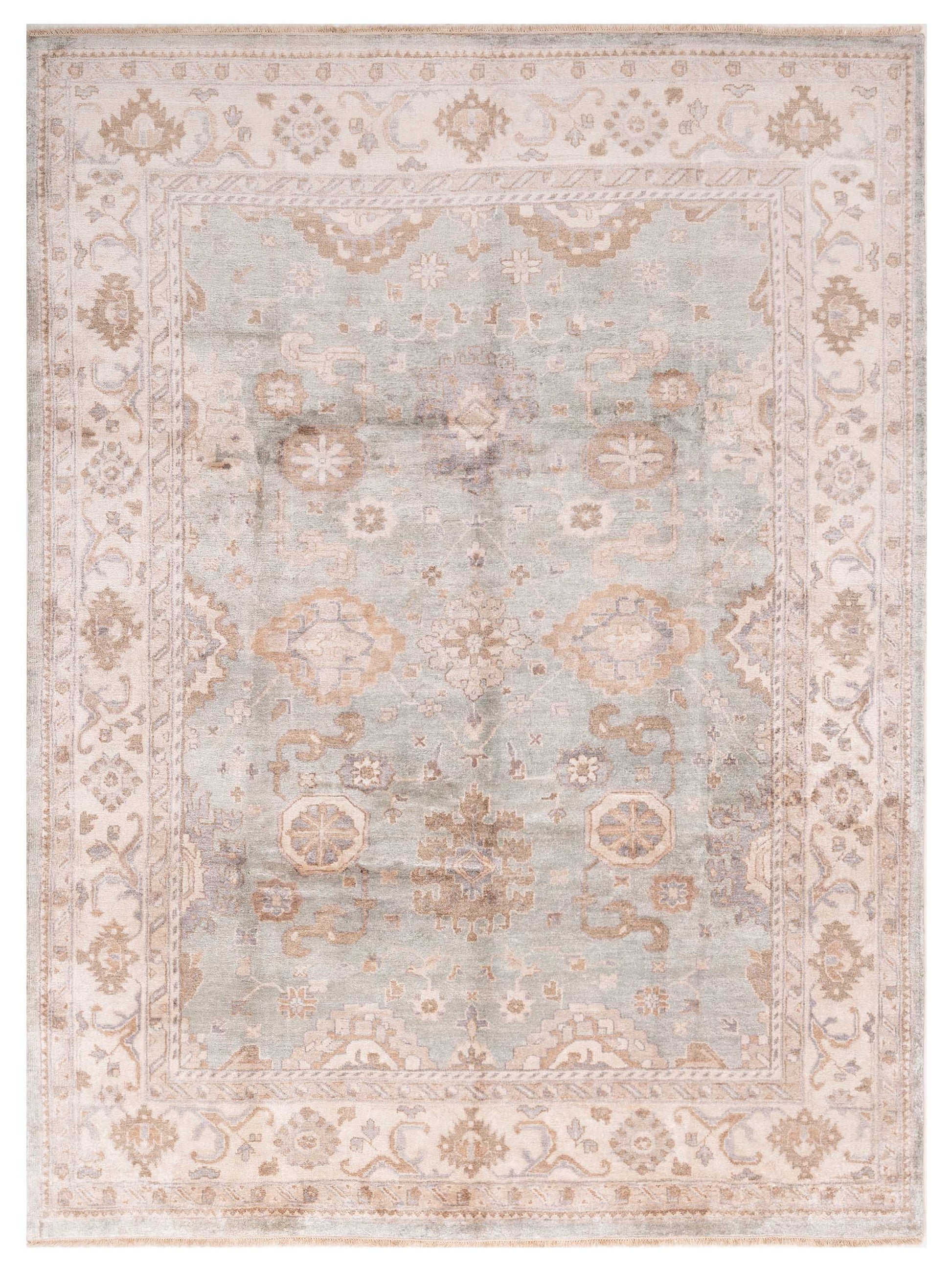 Rajpur Oushak Shah  Light Green Ivory Traditional