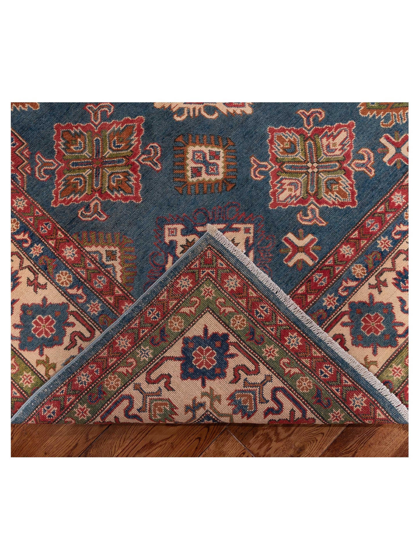 Kazak 151923 Blue Ivory 8.11x12.7 Hand Knotted Rug