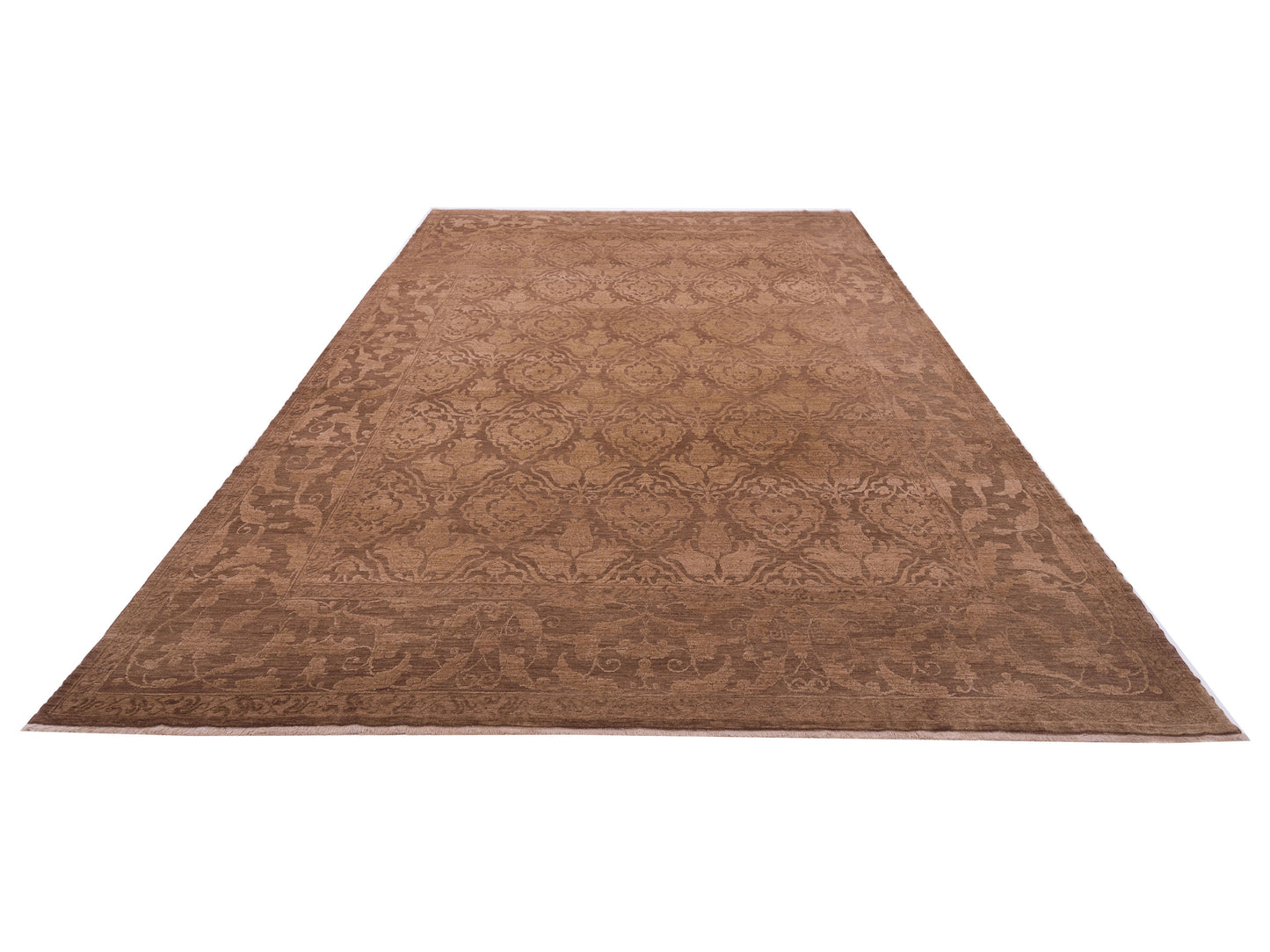 Defne Tulip Dark Brown Brown 10.6x13.9 Hand Knotted Rug