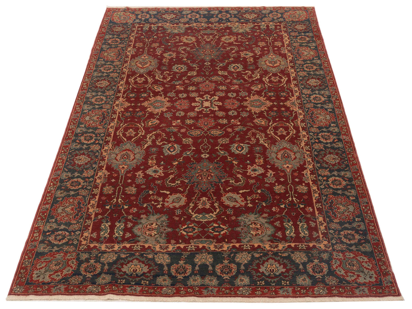 Antique Loom 107998 Red Steel Blue 6.2x9.3 Hand Knotted Rug