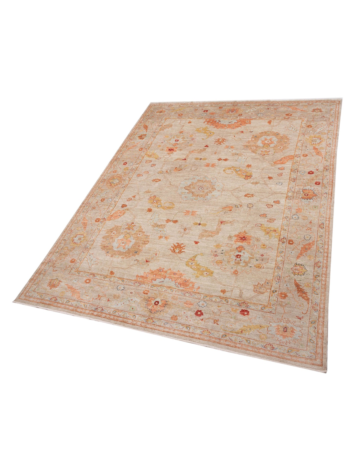 Angora Oushak 148179 Ivory Silver 11.8x14.8 Hand Knotted Rug