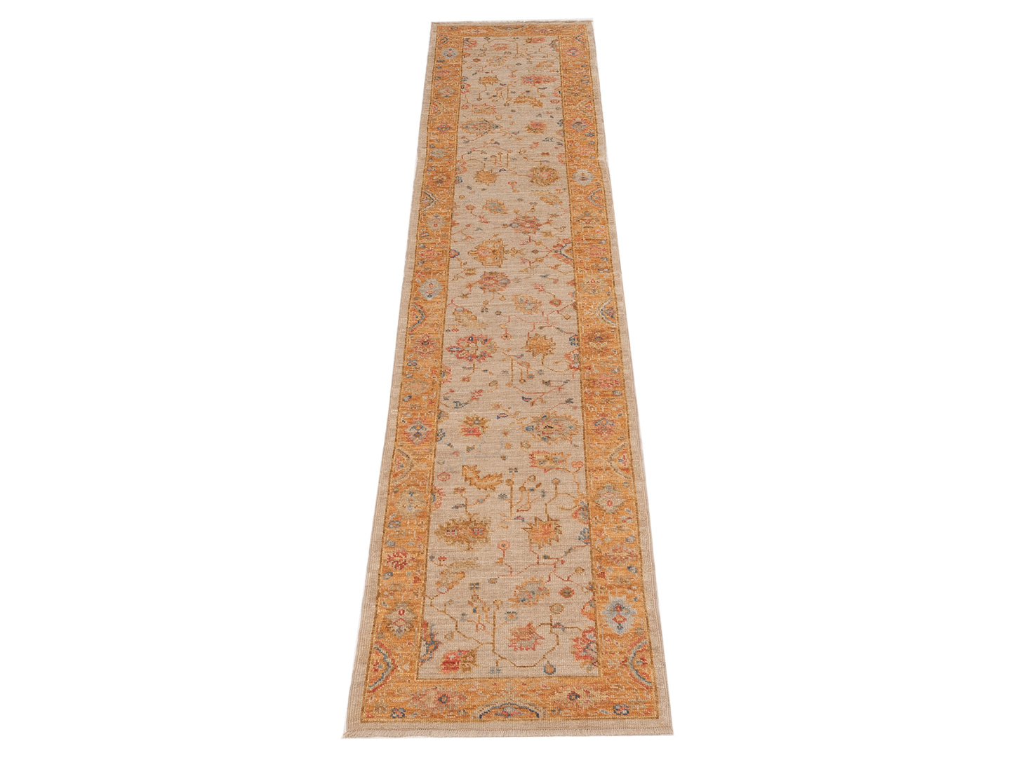 Angora Oushak 149495 Ivory Orange 2.6x13.6 Hand Knotted Rug