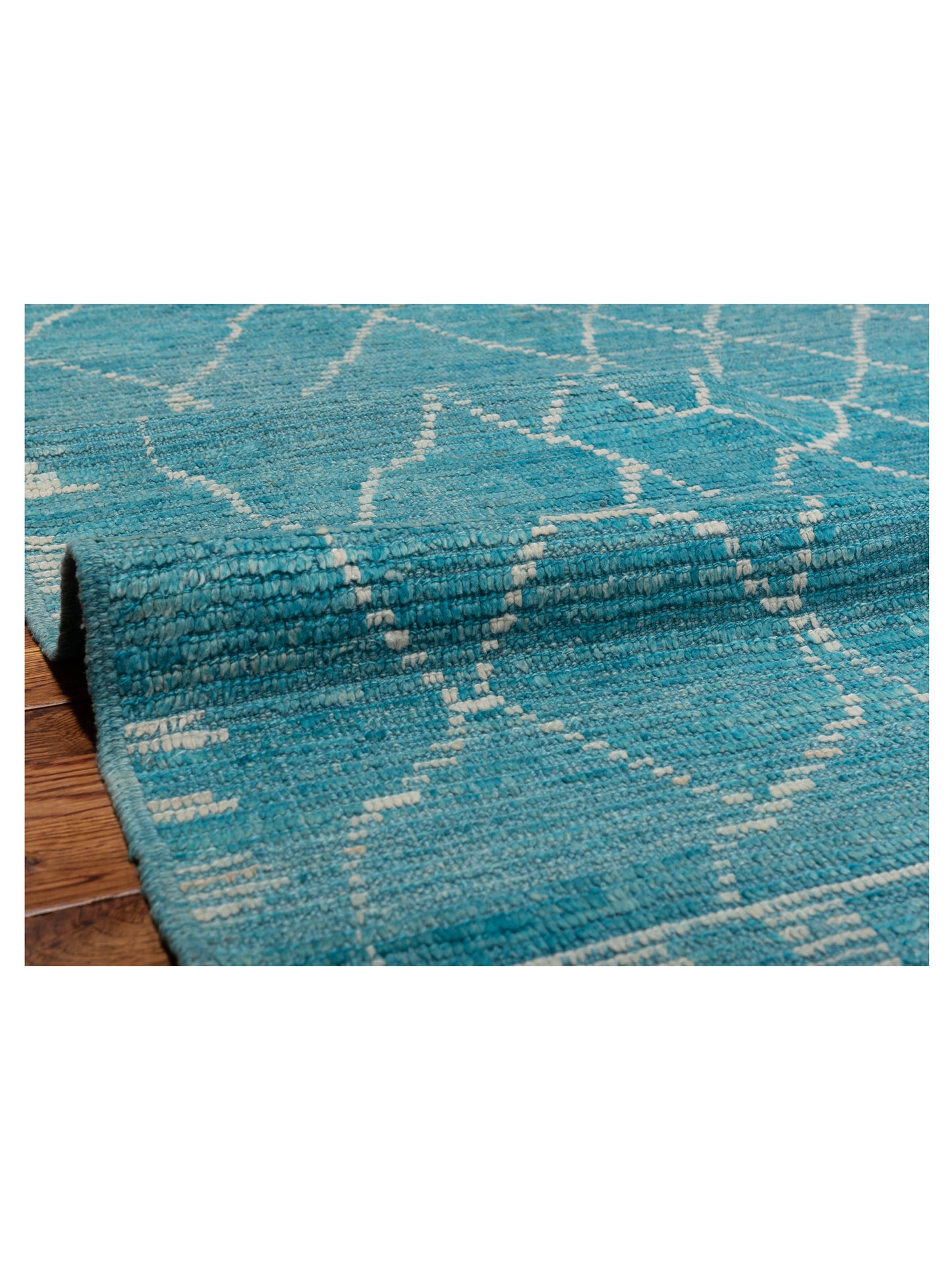 Berber Aspendos Turquoise Ivory 10.6x14.3 Hand Knotted Rug