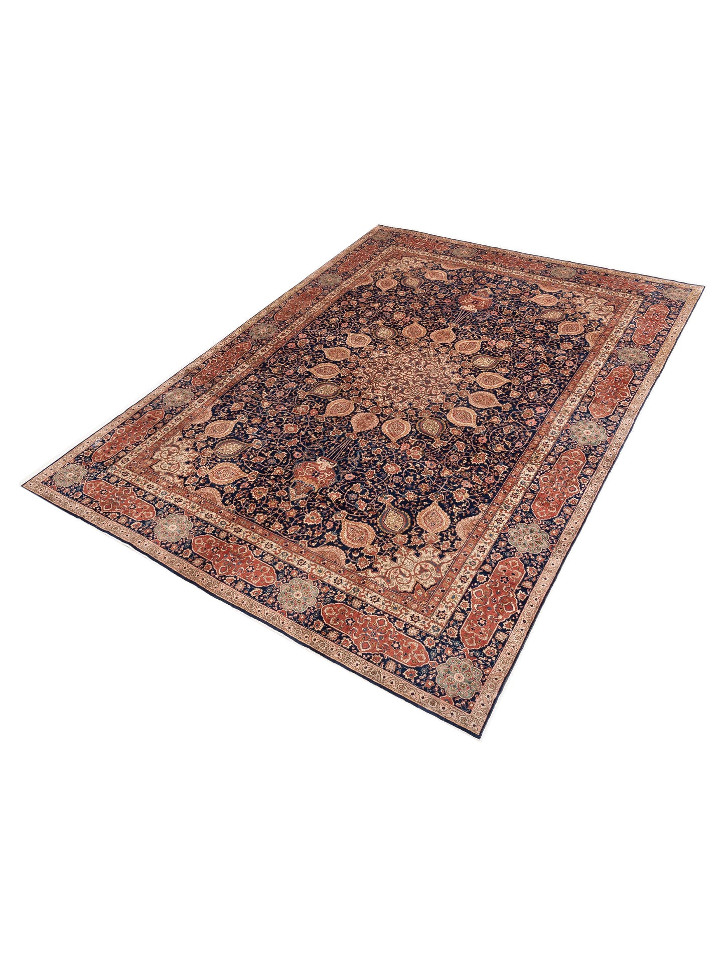 Persian 154296 Blue Blue 11.3x15.5 Hand Knotted Rug