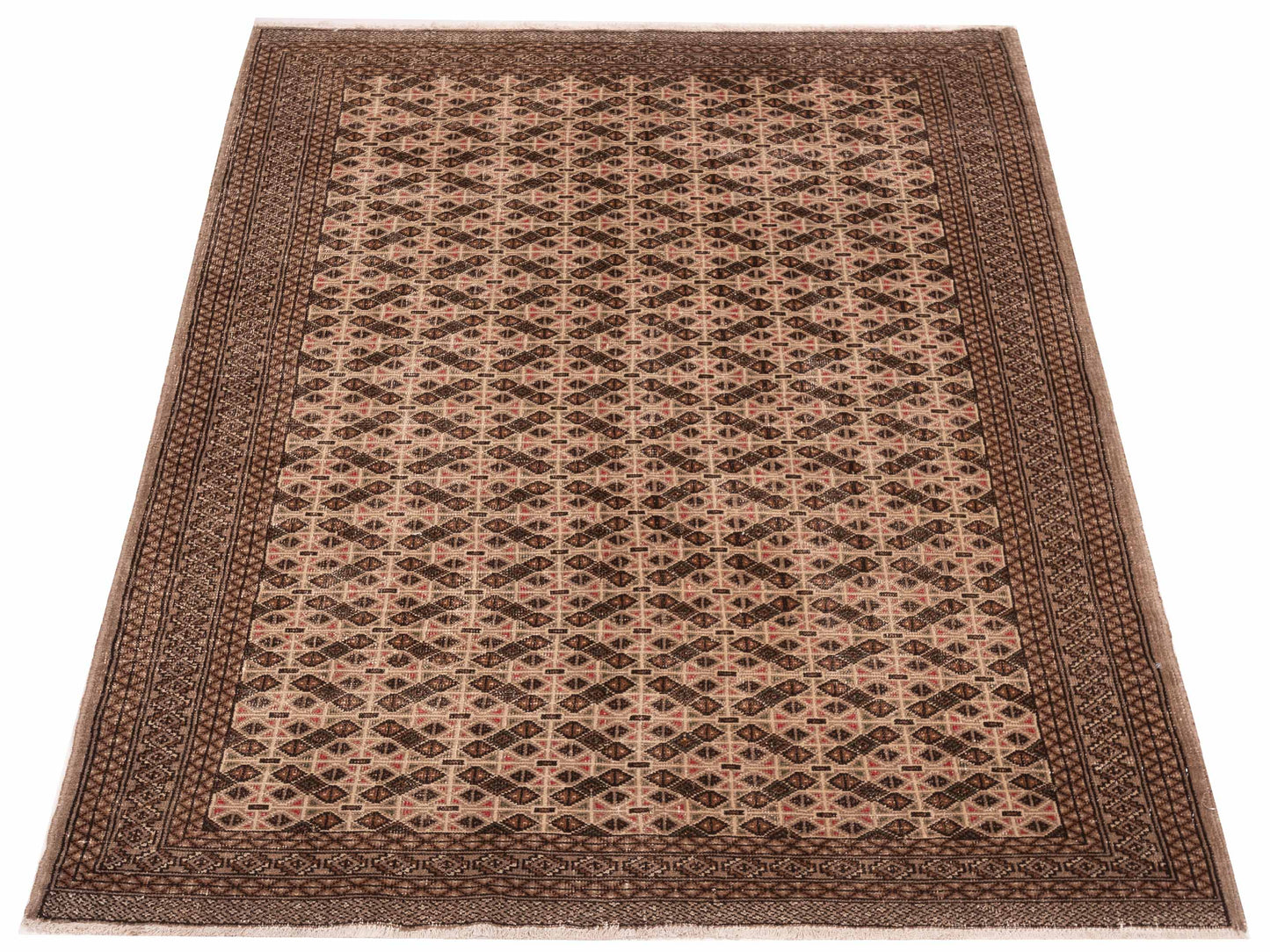 Persian 147655 Ivory Brown 4.7x6.4 Hand Knotted Rug