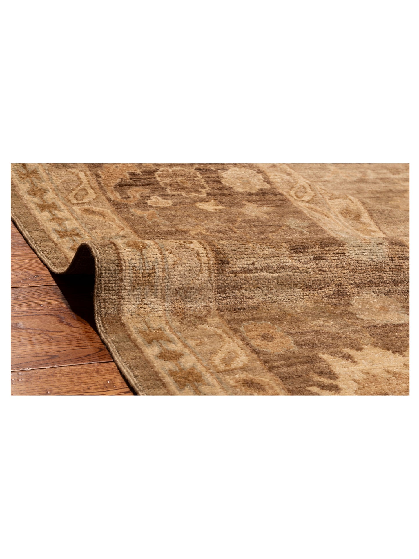 Angora Oushak 130260 Green Brown 14.6x21.1 Hand Knotted Rug