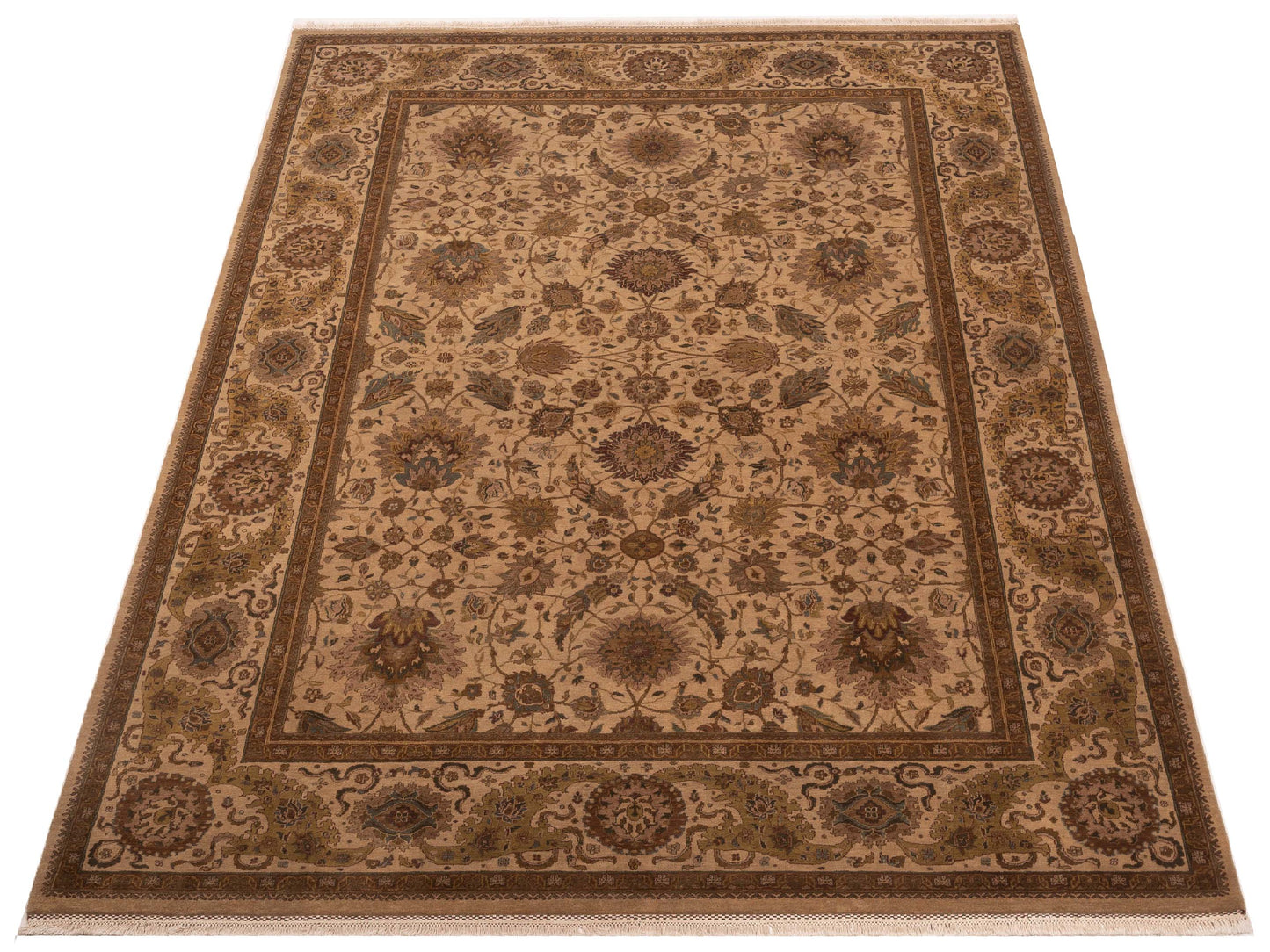 Crown 82068 Cream Ivory 9.3x12.4 Hand Knotted Rug