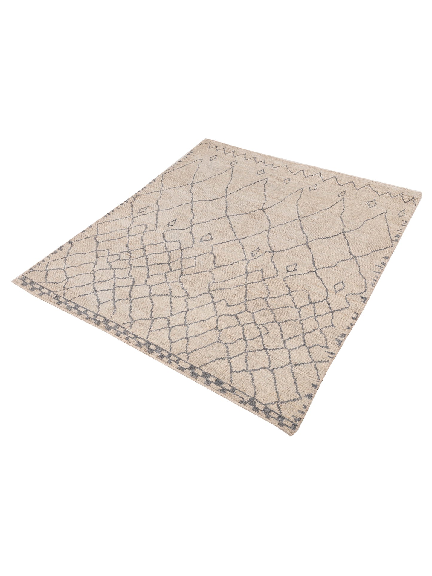 Berber Aspendos Ivory Gray 8.5x10.1 Hand Knotted Rug