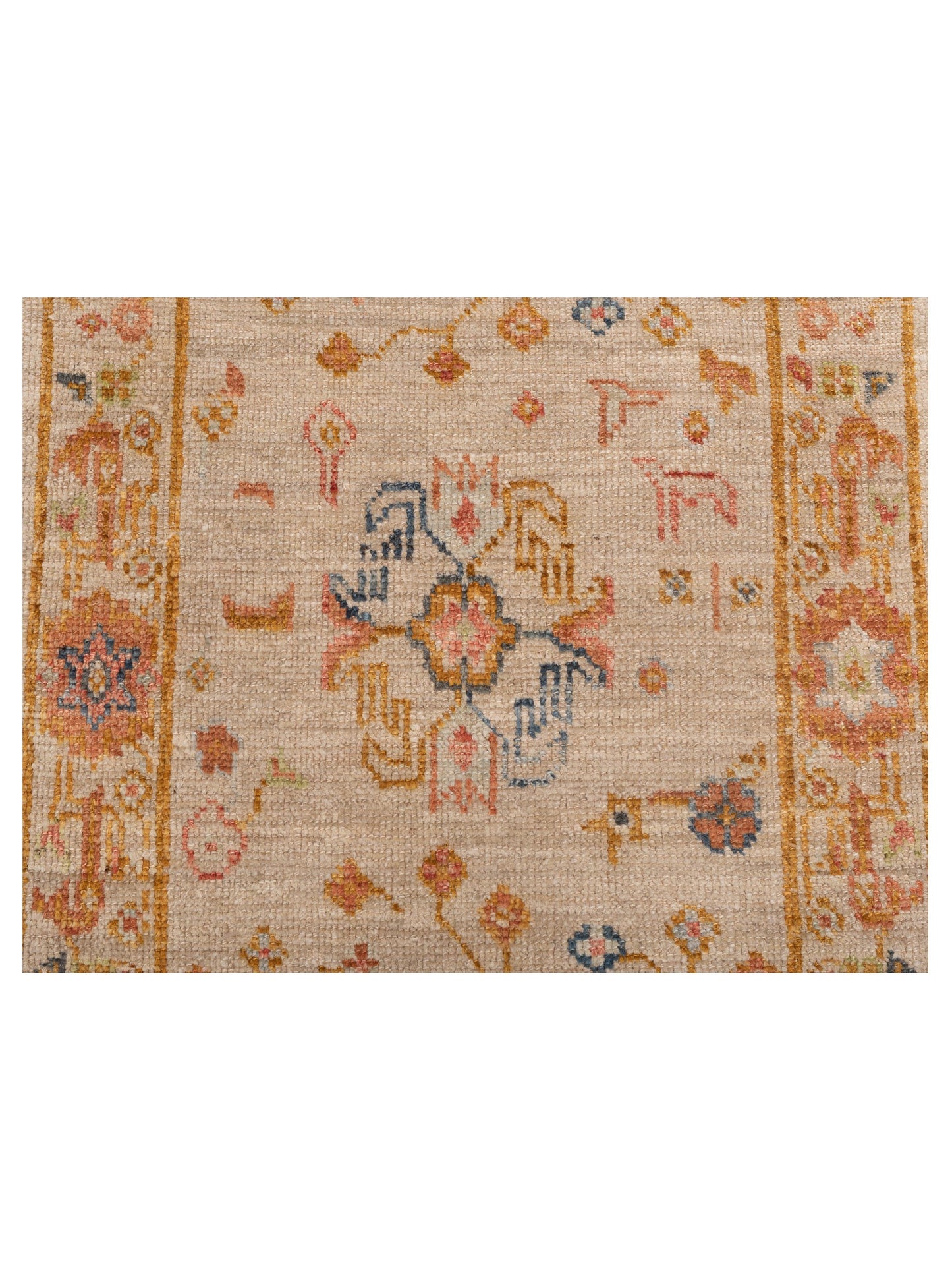 Angora Oushak 146515 Ivory Silver 2.7x11.8 Hand Knotted Rug