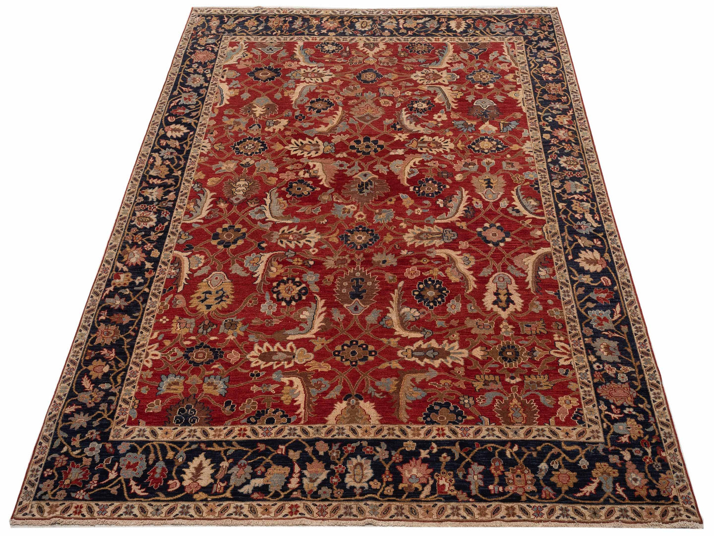 Simav 127933 Red Navy 8.1x9.10 Hand Knotted Rug