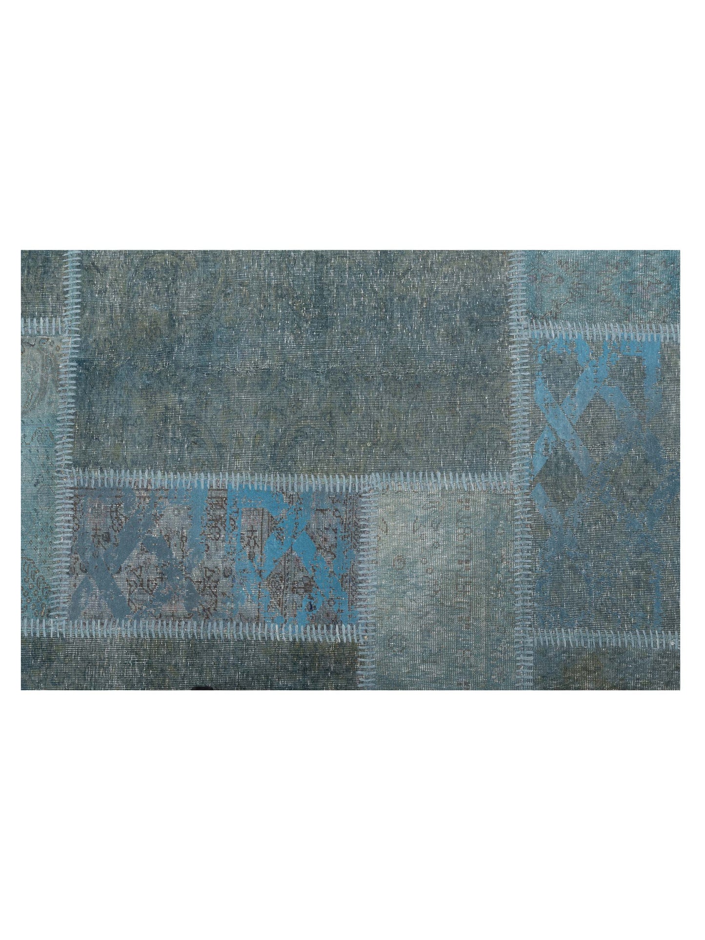 Turkish Vestige Patchwork 147556 Blue 6.7x9.10 Hand Knotted Rug