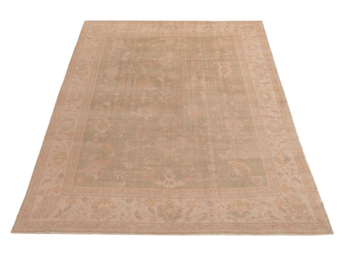 Anadol Oushak 73442 Sage Green Beige 8.11x11.7 Hand Knotted Rug
