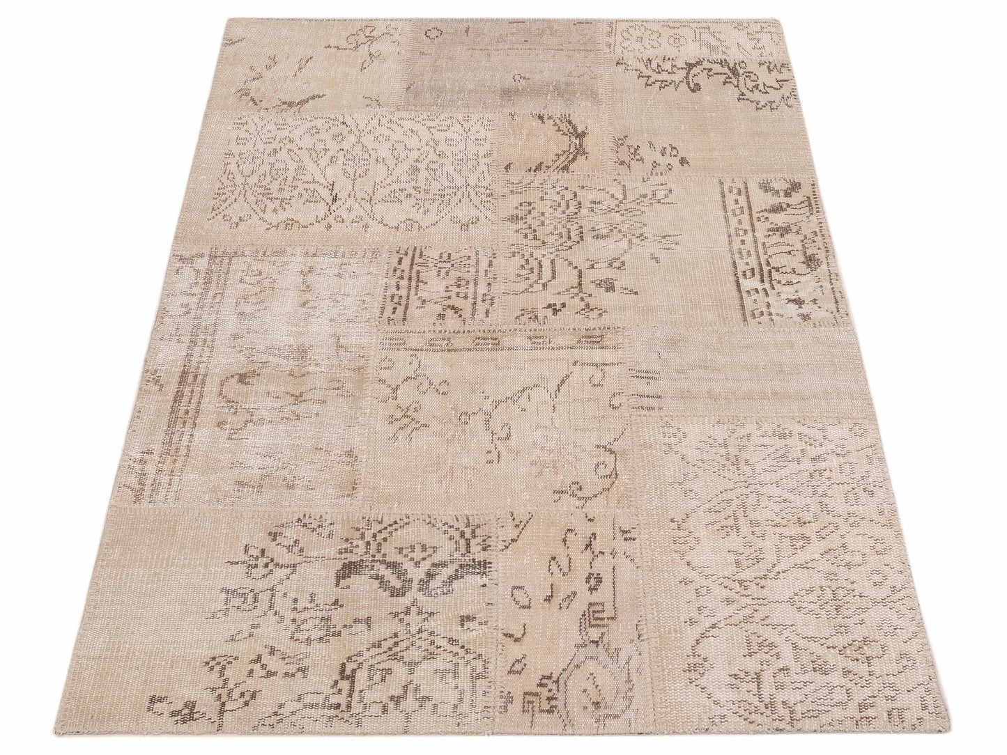Turkish Vestige Patchwork 125473 Natural 4x5.11 Hand Knotted Rug