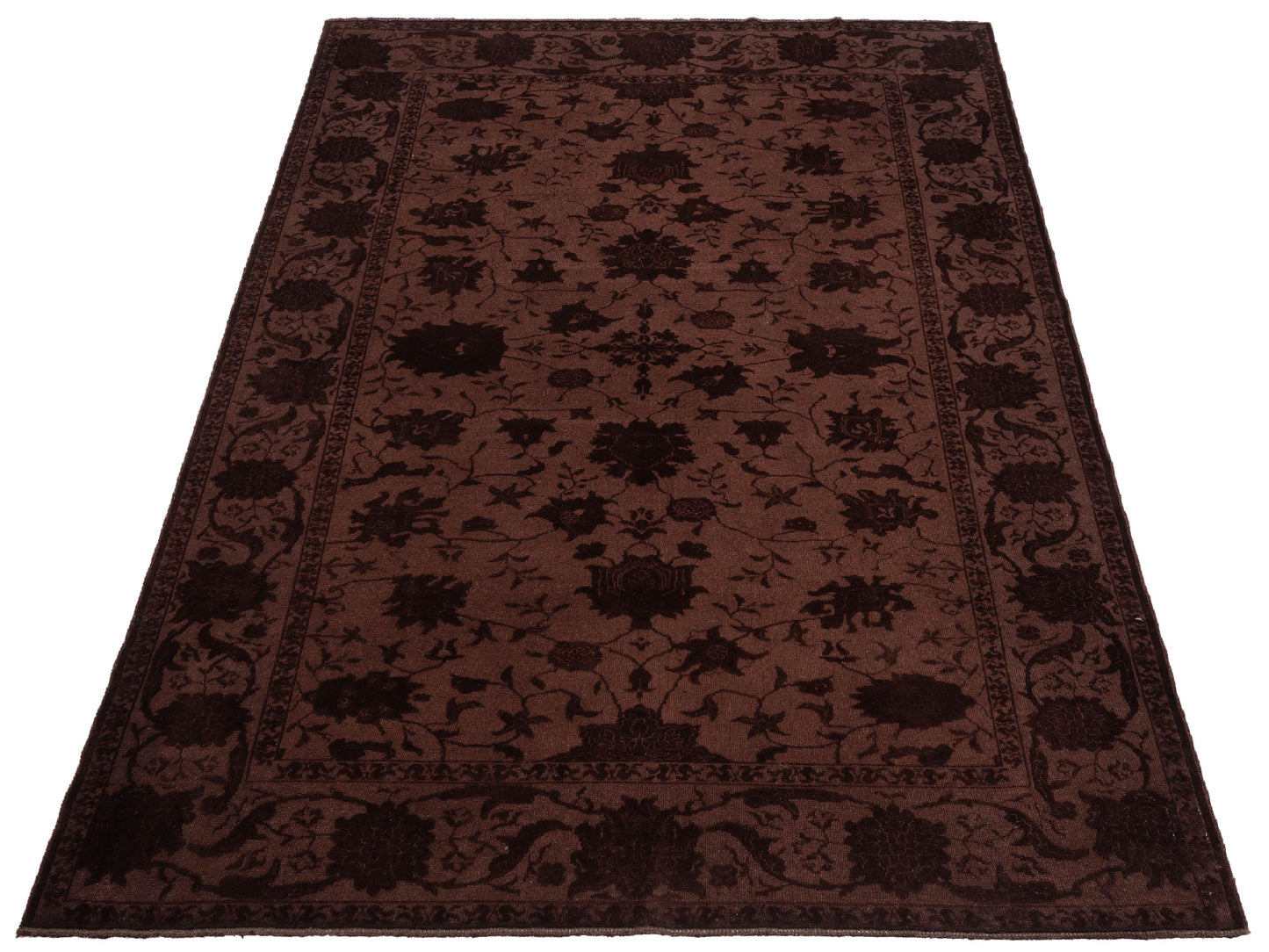 Vintage 105086 Dark Brown 6.8x9.1 Hand Knotted Rug