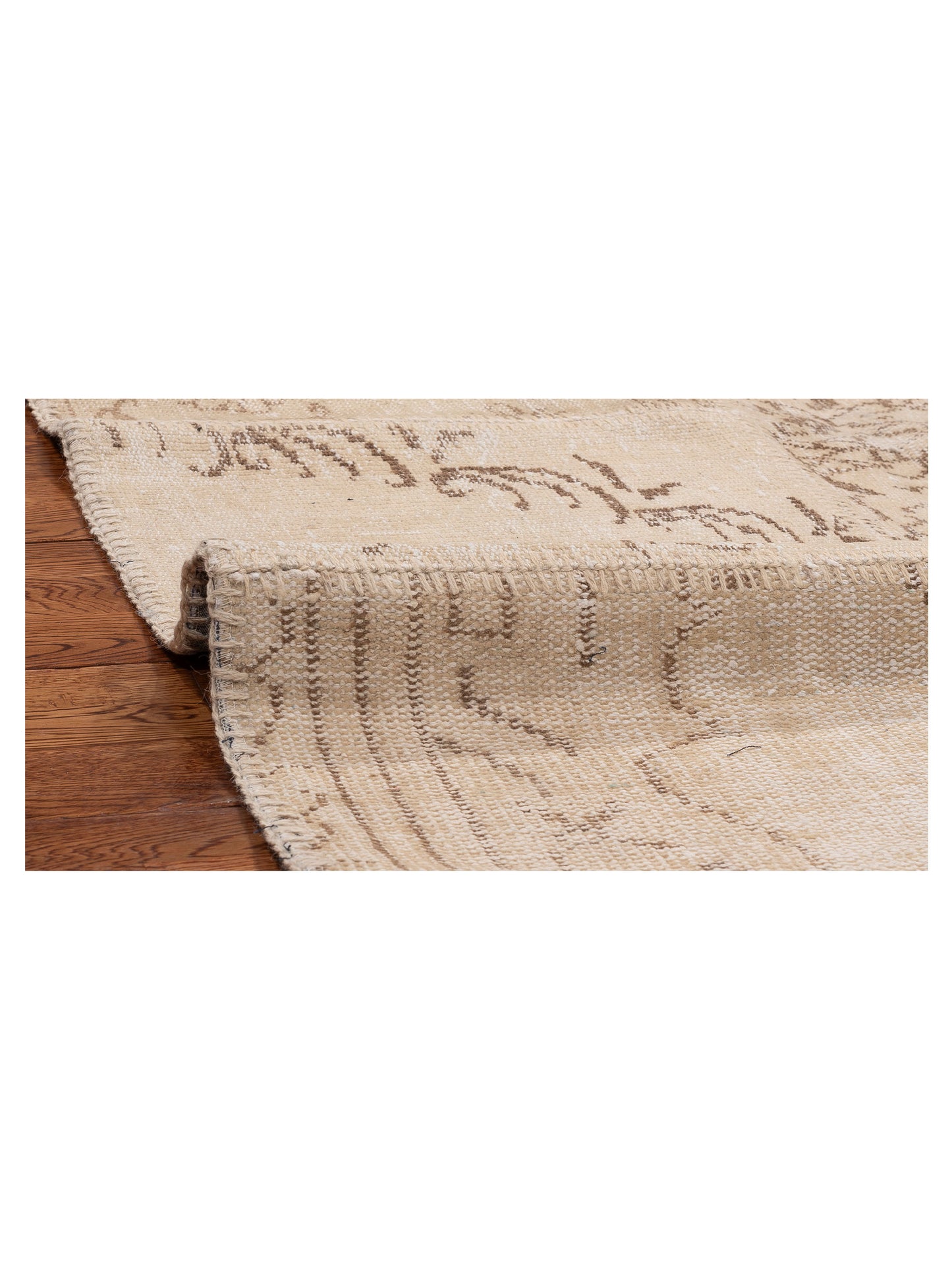 Turkish Vestige Patchwork 154357 Ivory Ivory 4.11x7.10 Hand Knotted Rug