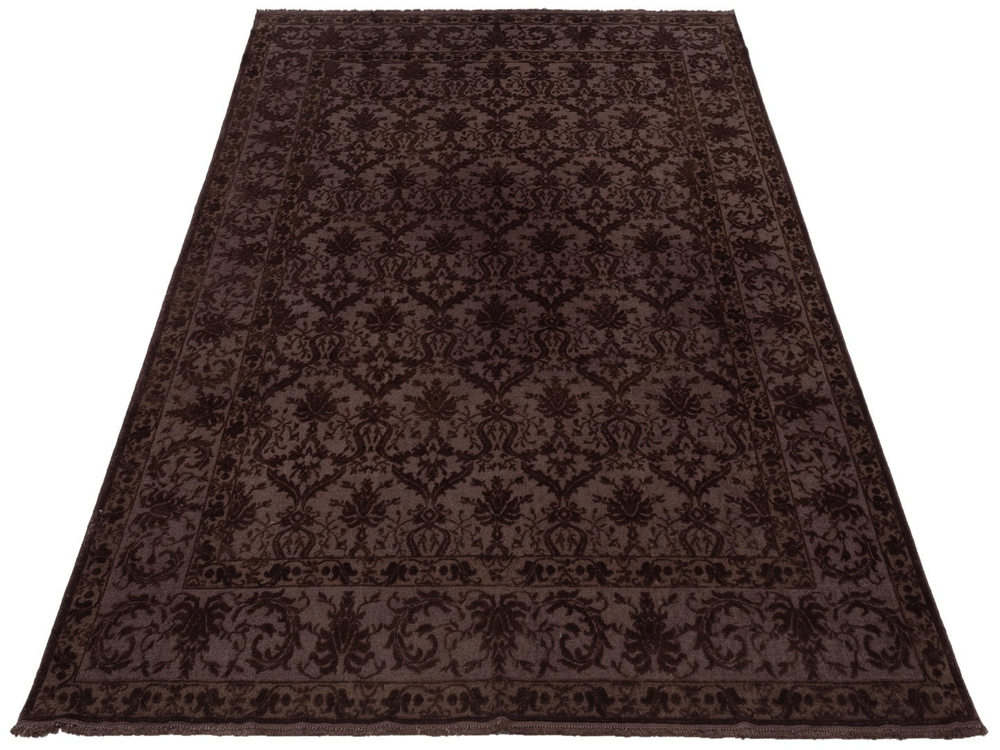 Vintage 104463 Dark Brown 8.2x10.7 Hand Knotted Rug