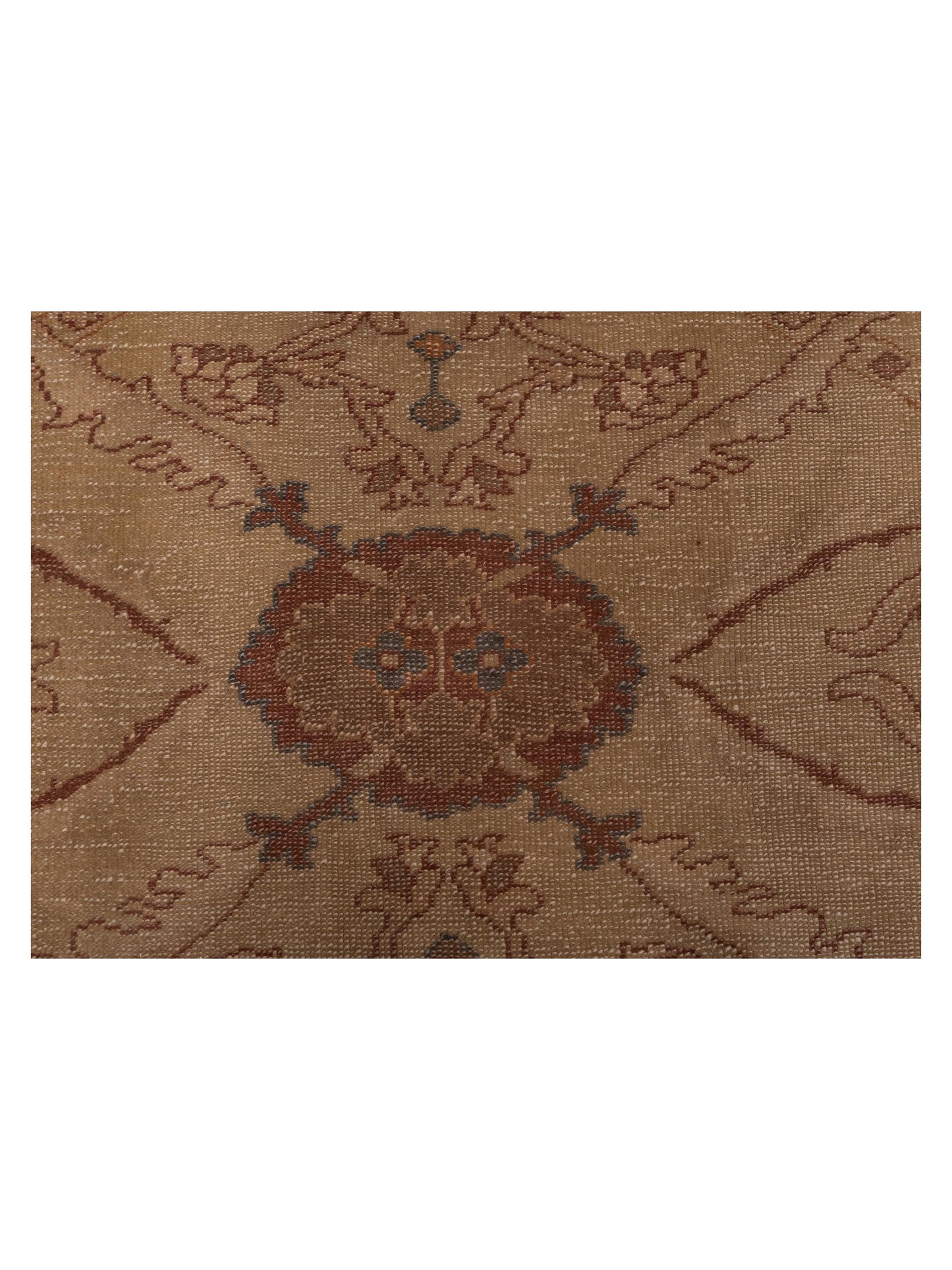 Turkish Elvan 97386 Beige Beige 11.1x12.7 Hand Knotted Rug
