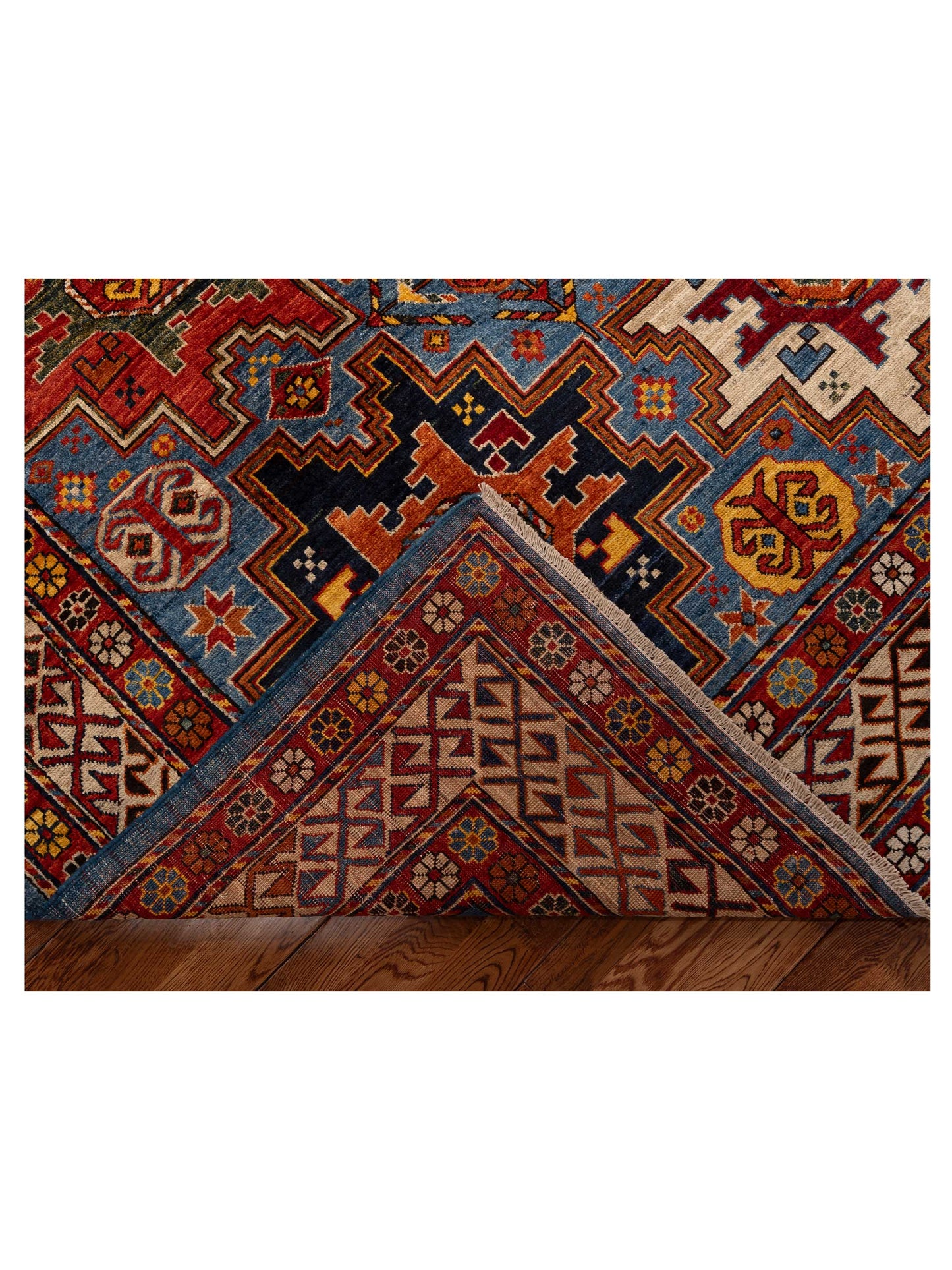 Artisan Kazak 151865 Blue Ivory 8x9.11 Hand Knotted Rug