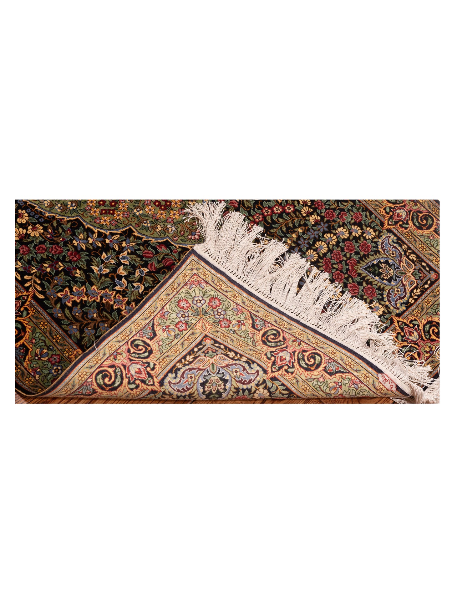 Pure Silk 122115 Black Green 2.4x4.1 Hand Knotted Rug