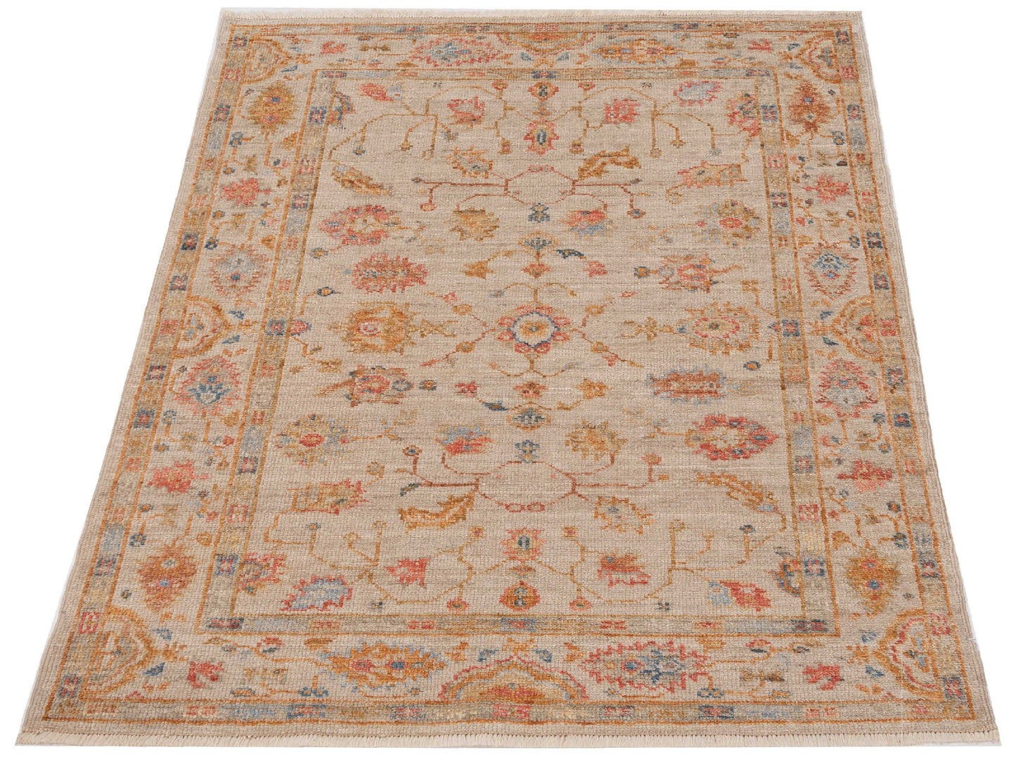 Angora Oushak 149594 Ivory Ivory 4x5.10 Hand Knotted Rug