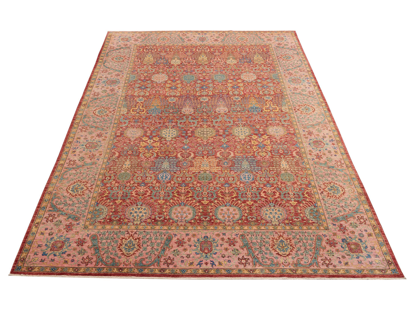 Akcha 152775 Red Pink 8.11x12.7 Hand Knotted Rug