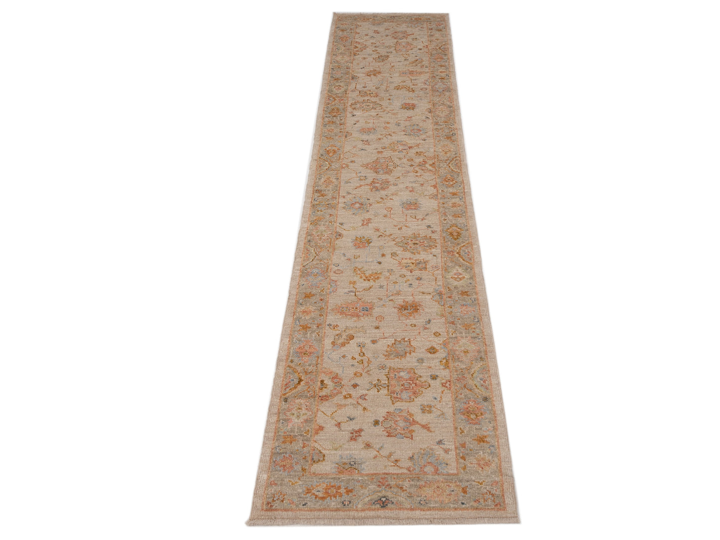 Angora Oushak 149575 Ivory Silver 2.7x13.5 Hand Knotted Rug