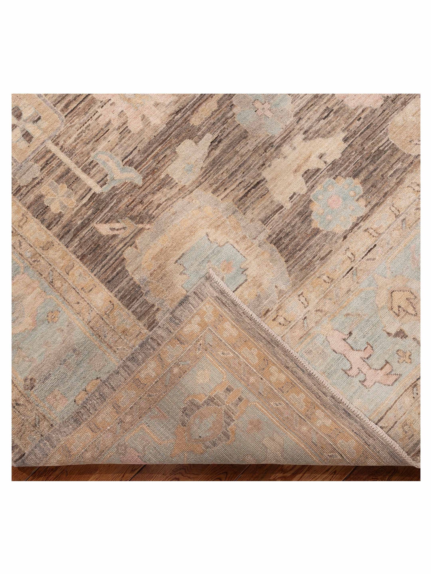 Anadol Oushak 156014 Brown Blue 10.4x13.9 Hand Knotted Rug