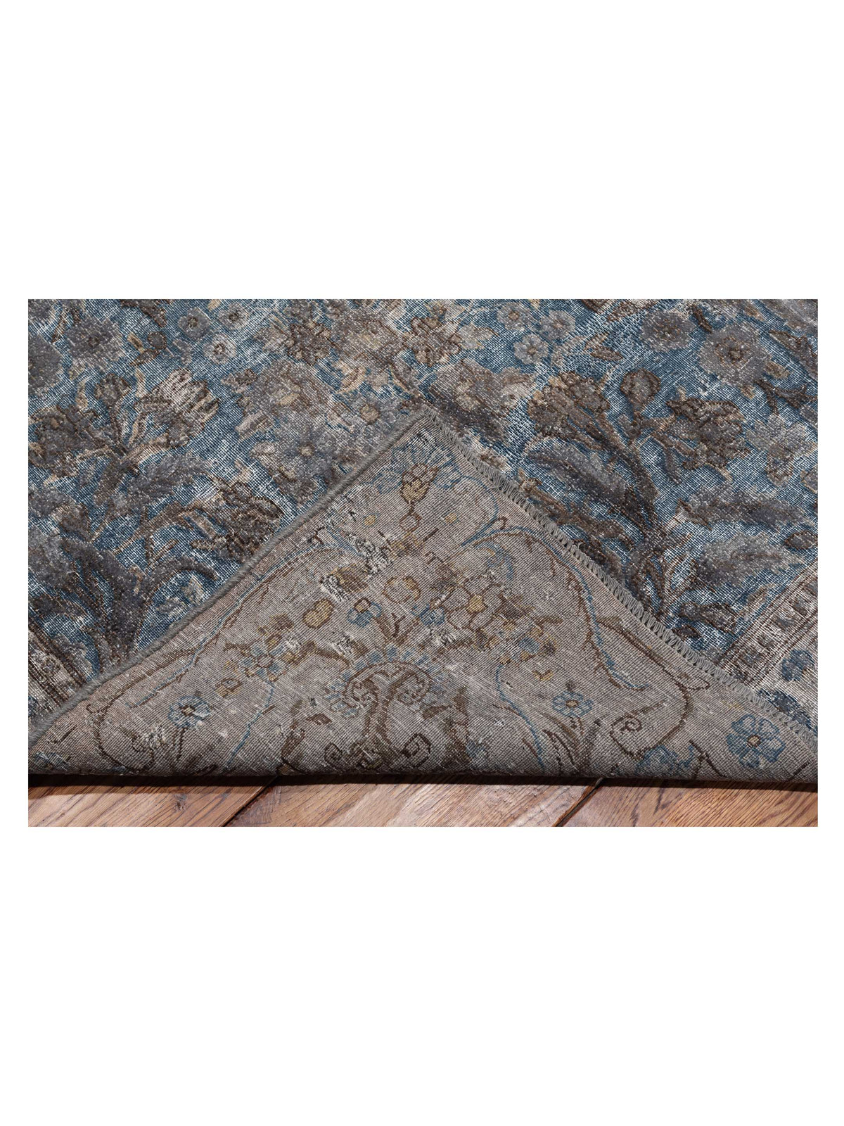 Vintage 130365 Gray Blue 9.8x13.6 Hand Knotted Rug