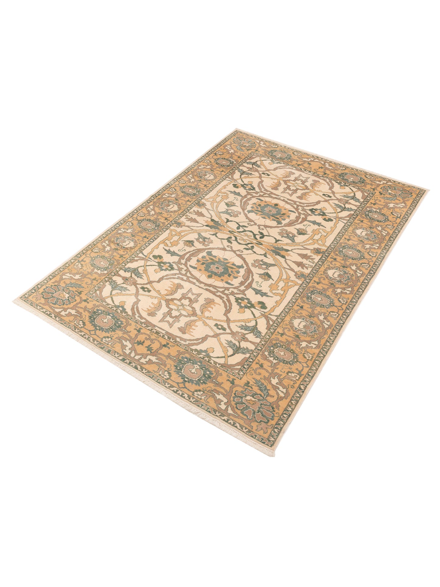 Antique Loom 117195 Ivory Gold 6.9x9.5 Hand Knotted Rug