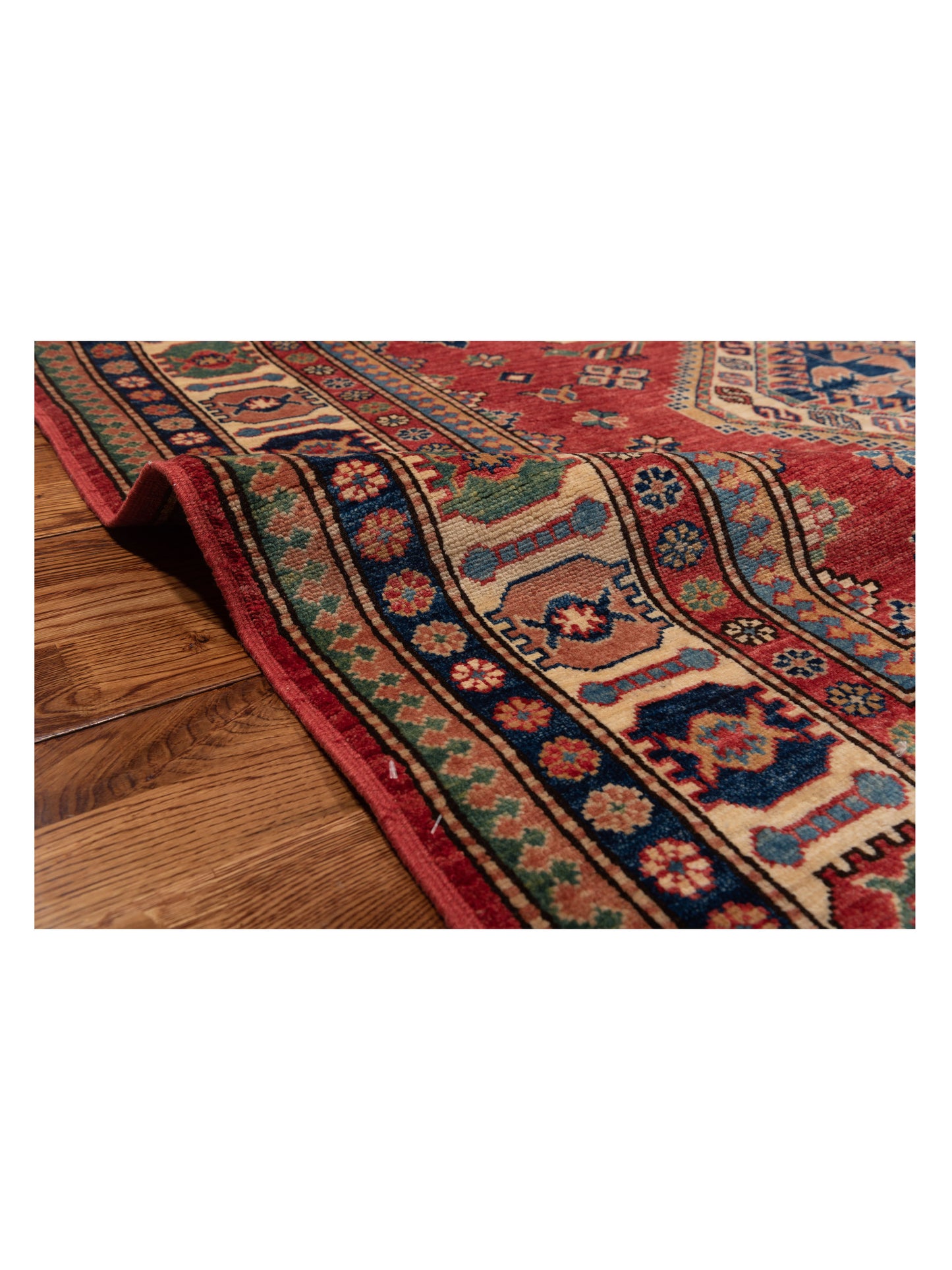 Artisan Kazak 146081 Red Ivory 5.7x8.3 Hand Knotted Rug